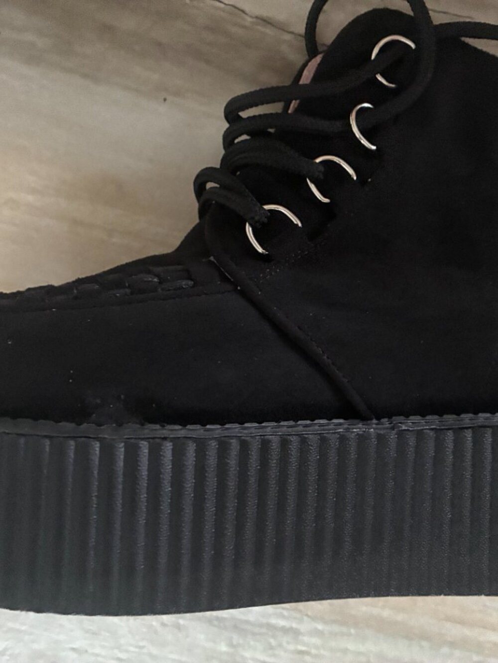 NWT-RoseG Women's High Top Suede Lace Up Flat Platform Creepers Size 8 - Picture 4 of 7